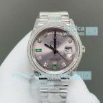 8+ Factory Luxury Replica Rolex Day-Date 36 Gain Weight Diamond Watch Rhodium and Emerald 
